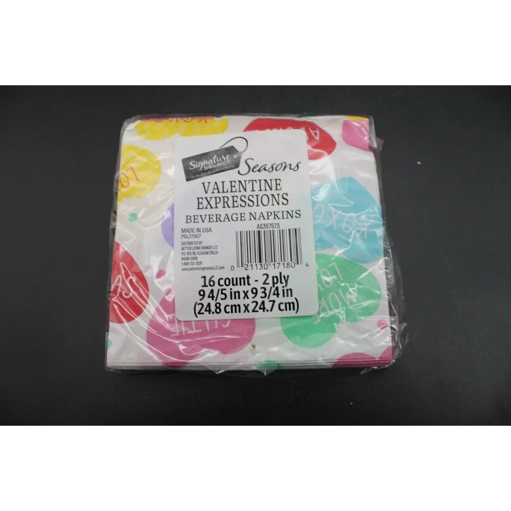 Valentine Paper Napkins Lot 12 Packs Hearts Party Beverage Craft Decoupage 2-Ply